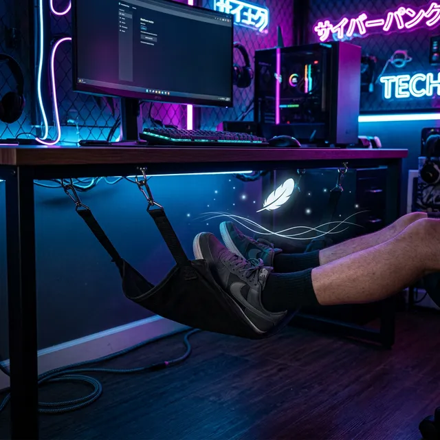 【究極の足休め】長時間のデスクワーク＆フライトが天国に！宙に浮く「フットハンモック」のアイキャッチ画像