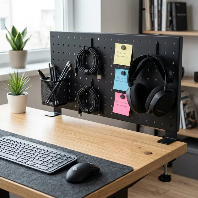 【机の上のごちゃごちゃ解消】穴あけ不要！クランプ式「卓上パンチングボード」で最強の壁面収納を