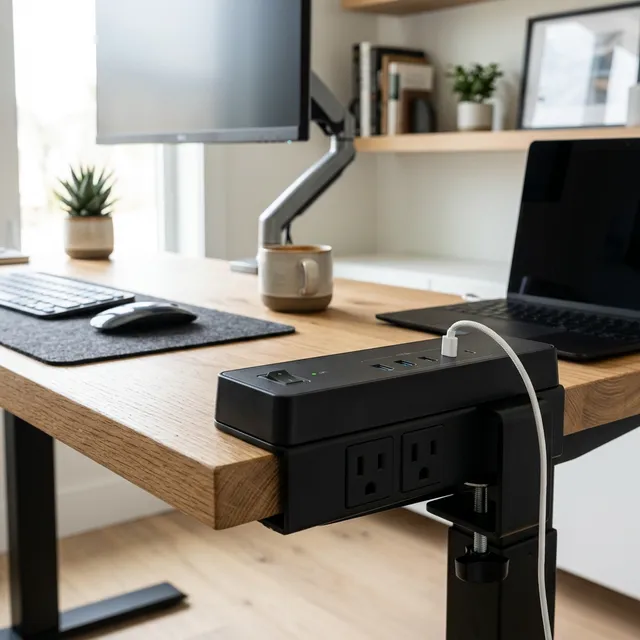 机の下に潜る無駄な時間は終わり！コンセントを手元に増やす「デスク後付け電源タップ」
