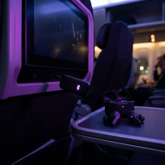 【AirFly Pro 2】機内エンタメを愛用のワイヤレスイヤホンで！2人同時接続の神機