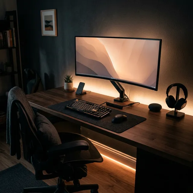 デスクを一瞬でホテル空間に！スマホや声で操る「SwitchBot LEDテープライト」