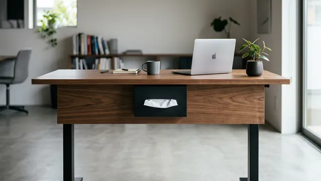 【デスクから生活感を消す】天板裏に隠す「マグネット式ティッシュケース」