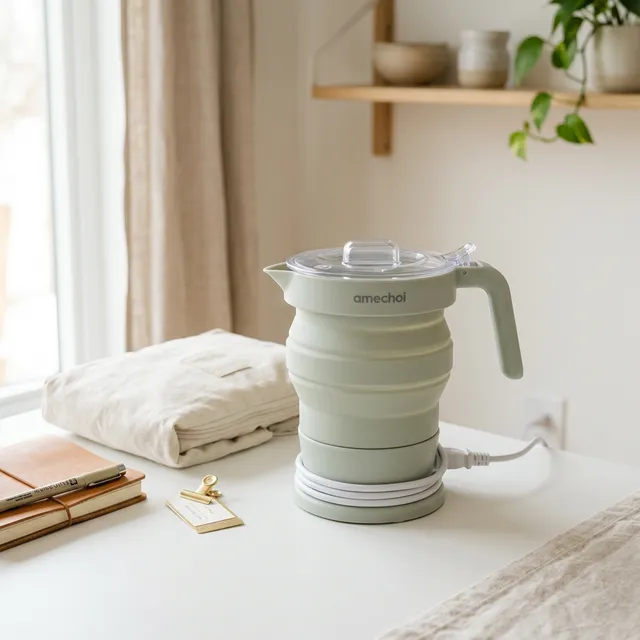 海外ホテルの『ケトル汚い問題』を一発解決！手のひらサイズの折りたたみ電気ケトル