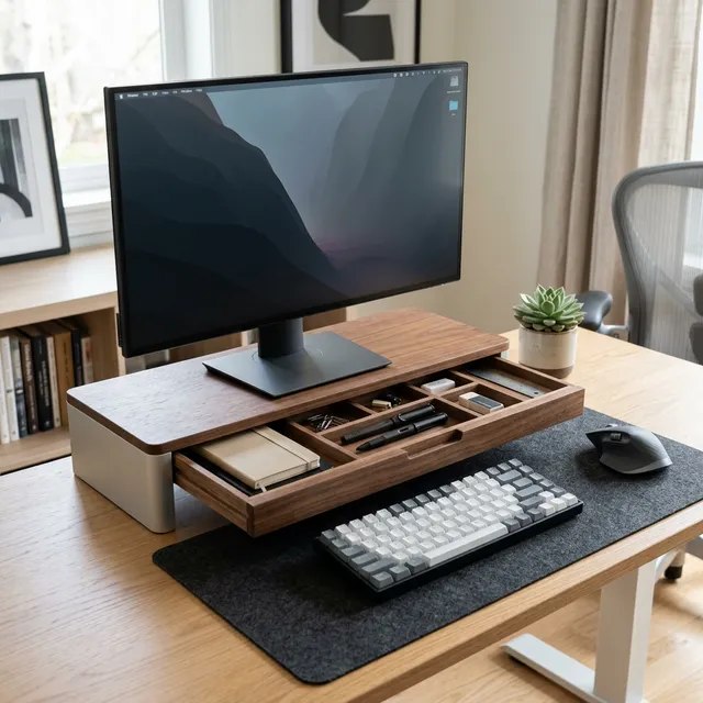 首の疲れとケーブルの乱れを一挙解決！「全部入り」の二段式モニタースタンド