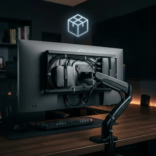 デスク上のごちゃつきを完全消去！ルーターや配線を隠す最強の「モニター裏収納ラック」