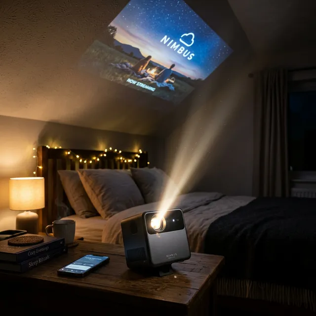 寝室の天井が100インチの映画館に！極小「モバイルプロジェクター」