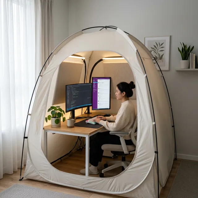 リビングが『最強の書斎』に！視覚ノイズを遮断するデスク用テント